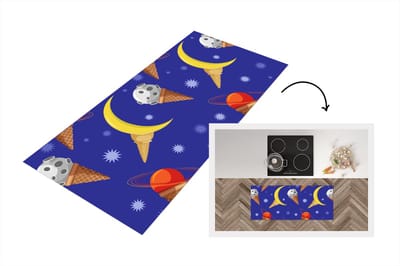 Keukenloper - Loper keuken - Planeten - IJshoorntjes - Patronen - 120x50 cm - Keukenloper vinyl