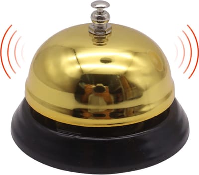 Bureaubel Metaal - Dienstenbel Receptie - Hulp Inroepen - Volledig Metalen Structuur - 85 mm - Goud