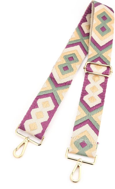 Schouderriem blokken paars/groen | bagstrap | verstelbare schouderband | schouderband | shoulderbelt | schouderband met print | mix&match | modetrends