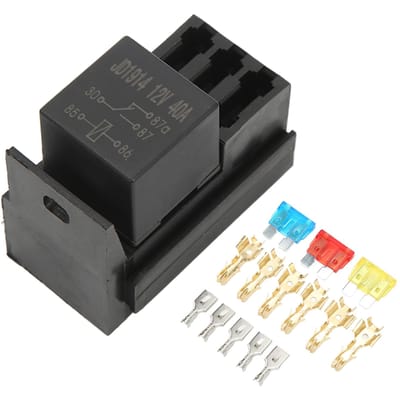 Kit Bloc Boîte Relais Fusibles ABS Résistant à la Chaleur Boîte Porte-Fusibles à Lames avec 11 Bornes à Cosse pour Voiture 12V black
