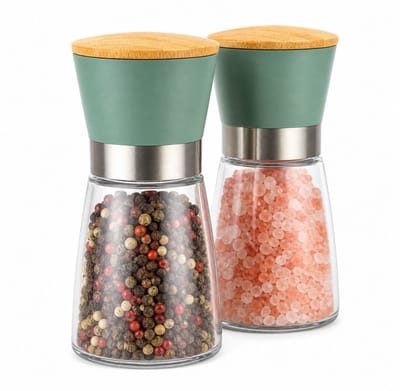 VHV - Peper en Zoutmolen - grinders set met keramische kern - 2 stuks met bamboe detail - voor keuken, eettafel en koken