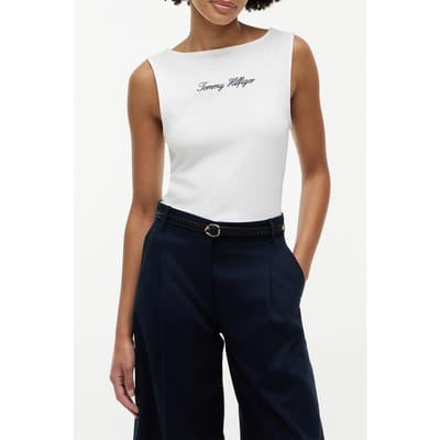 Tommy Hilfiger Slim Boat Neck Tank Top Ecru Größe: XS | Tanktops Outlet | Damen | Braun