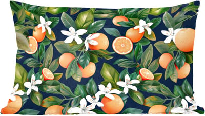 Sierkussens - Kussentjes Woonkamer - 60x40 cm - Sinaasappels - Bloesems - Bladeren - Tropisch