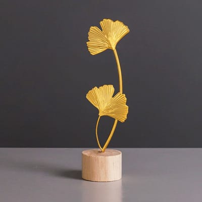 Statue Feuille de Ginkgo Dorée Décorative Moderne Ornement de Bureau Feuille de Ginkgo en Fer pour Table Entrée Court multi