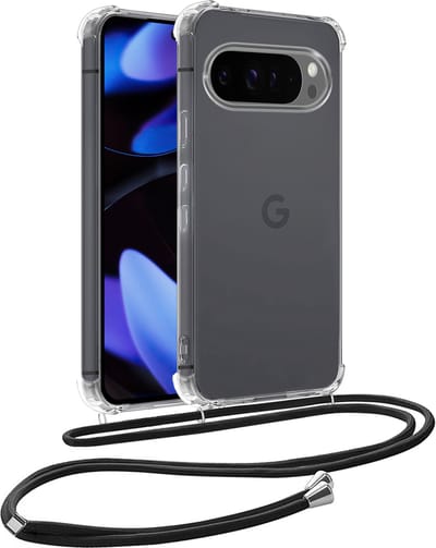 Hoesje - Geschikt voor Google Pixel 9 Pro - Met Koord - Shock Proof - Siliconen Case - Telefoonkoord - Back Cover - Telefoon Hoes Shockproof - Telefoonketting - Telefoonhoes - Transparant