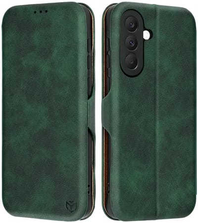 Hoesje geschikt voor Samsung Galaxy A57 - Techsuit Safe+ Book Wallet Case - Donkergroen