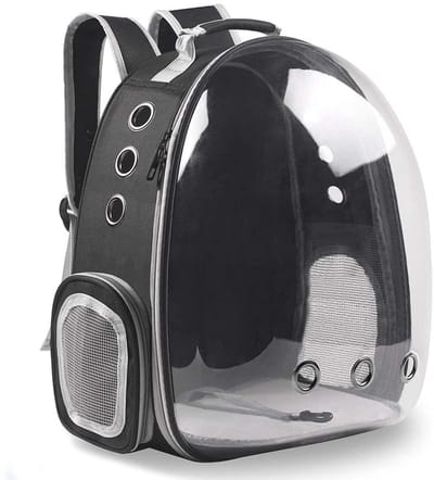 Kattenrugzak Draagtas met Transparante Koepel – Luxe Huisdier Rugzak voor Katten en Kleine Honden – Ademend Ventilatiesysteem, Verwijderbaar Bodempaneel, Comfortabele Verstelbare Schouderbanden – Geschikt voor Vliegtuig, Reizen & Buitengebruik
