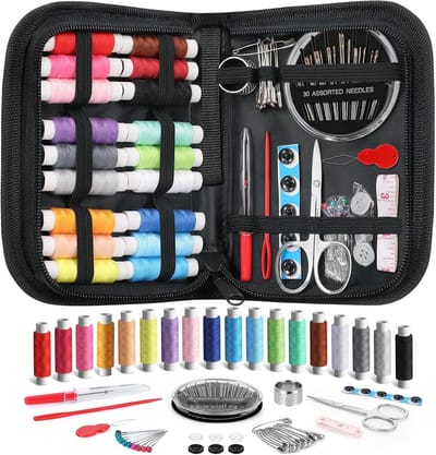 Naaiset met Naaiaccessoires - Cadeau voor Vrouwen, Moeder, Beginners, Reizigers, Kinderen - Basis Naaiset voor Thuis, Reizen, Camping & Noodreparaties - met Garen, Naalden, Schaar