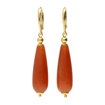 Bela Donaco - Oorbellen Classic – Rode Aventurijn – 24K Verguld Sterling Zilver