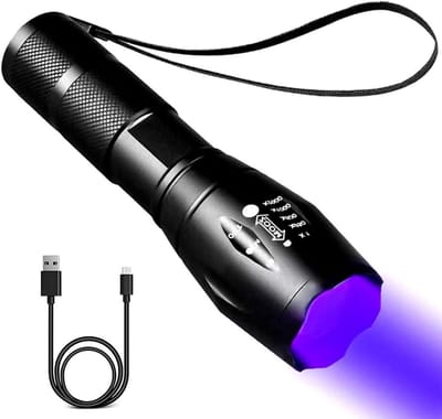 Oplaadbare 395NM UV zwart licht zaklamp, Mini Zoom zwart licht zaklamp, Valuta, Bug, Schorpioen, Vlekken Detectie 395nm LED zaklamps.