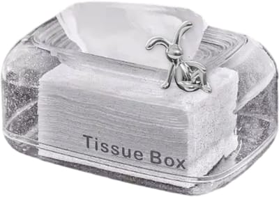 QTTVBTNA Tissuebox - Tissue Houder - Tissue Box - Tissuedoos – Decoratieve Tissuehouder met Konijntje - zilver
