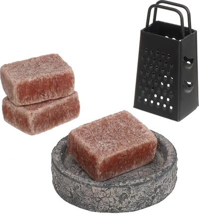 Comforder 3 Amberblokjes Sandelhout - Geurblokjes Set met Schaaltje, Rasp en Geurzakje - Giftset