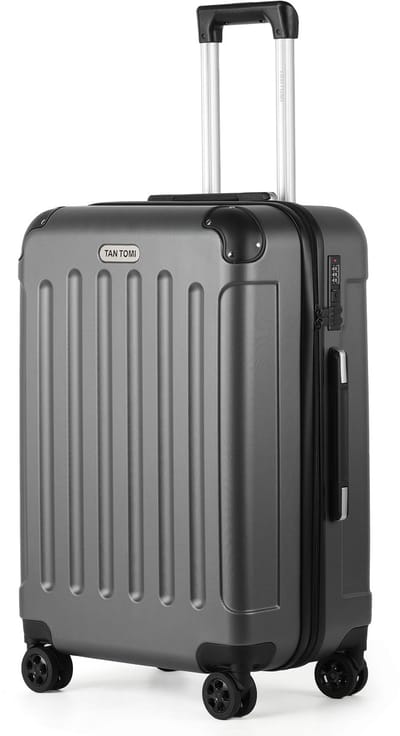 TAN.TOMI Medium Reiskoffer 24-inch – Cijferslot – 44x27x66 cm – 65L – Lichtgewicht, Waterdicht & Duurzaam – Donkergrijs