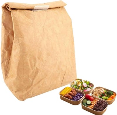 Geïsoleerde Lunchtas voor Warm en Koud Voedsel - Herbruikbaar en Opvouwbaar - Draagbaar voor Picknicks - Bruin - Ideaal voor Kinderen, Vrouwen en Mannen