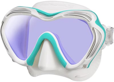 TUSA Paragon S – Premium duikmasker met single lens, hoge weerstand, CrystalView-lens met UV420 en antireflecterende behandeling, helder zicht en comfortabel draagcomfort – Wit/Mint – M1007SQW MTA