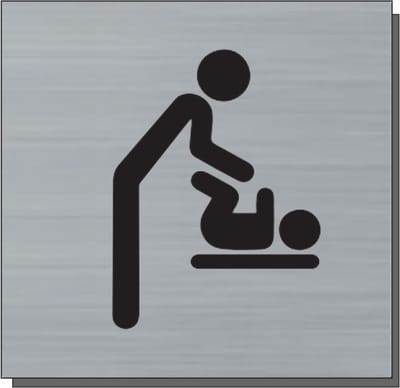 Deurbordje - bordje - Baby verschoon icoon heer - vierkant met RVS look