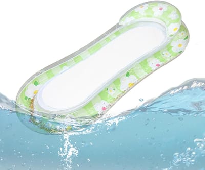 Opblaasbare zwembadhangmat, Zwembadvlotter met ergonomische hoofdsteun en pailletten zonnebloem, Voor meer, strand, rivier en waterpark