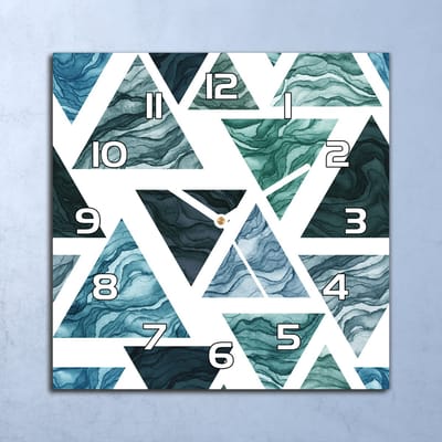 Coloray Wandklok - Marmeren driehoeken Klok Glas - 30x30 cm - Groente Wandklok - Wandklok Vierkant - Wandklok Scandinavisch - Wandklokken Woonkamer - Stille Wandklok