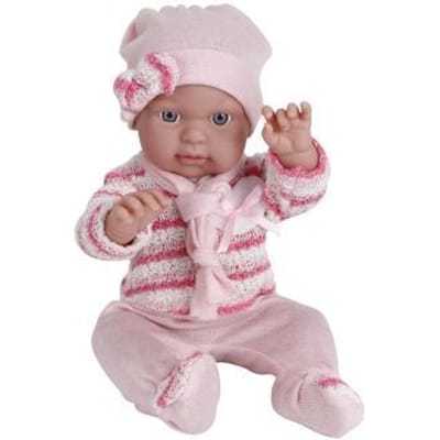 Zittende baby 45cm met roze outfit en muts Speelpoppen