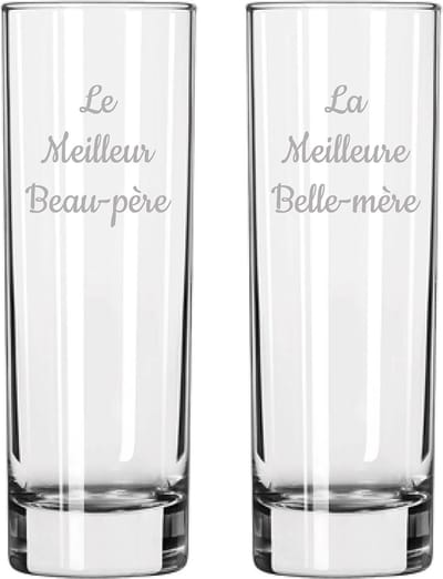 Longdrinkglas gegraveerd - 22cl - Le Meilleur Beau-père & La Meilleure Belle-mère