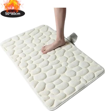 Nivard Badmat - Douchemat - Antislip - Wc Mat - Toiletmat - Badkamermat - Wit - 50x80