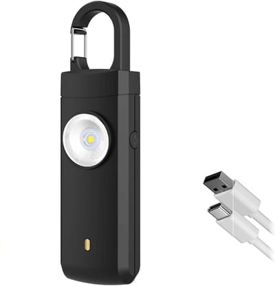 Persoonlijk alarm - Luide 130dB sirene - Sleutelhangerontwerp - Gemakkelijk mee te nemen - Met LED-knipperlicht - Geschikt voor vrouwen, dochters, studenten, tieners, nachtwerkers, ouderen, kinderen, sirene - Oplaadbaar via USB - Zwart