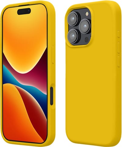 kwmobile telefoonhoesje geschikt voor Apple iPhone 16 Pro - Hoesje met siliconen coating - Smartphone case in stralend geel