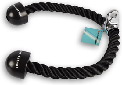 Triceps Touw 70cm voor Krachttraining - Nylon & Rubber - Met Karabijnhaak - Max. 200kg Belasting