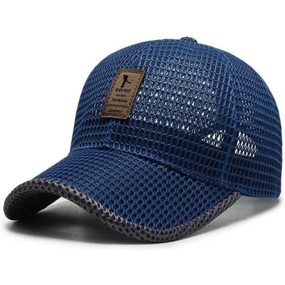 Zomer Cool Ademend Mesh Baseball Cap Dames Heren UV Bescherming Buitenshuis Paardrijden Vissen Tennis Golf Caps Mode Sport Hoed marineblauwe kleur