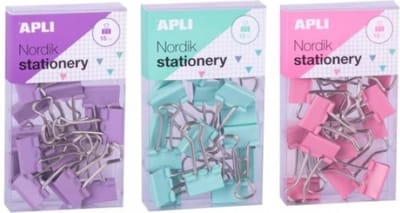 APLI - papierklem Nordic - 19 mm - pastelkleuren - 3 x 15 stuk