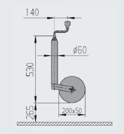 AL-KO - Steunwiel - 200 mm wiel - 265 mm hoogte - 500 kg draagvermogen - Heavy-duty - Duurzaam en stabiel