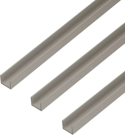 Aluminium U-Profiel Zilverkleurig Geanodiseerd voor 19 mm Spaanplaten - 3 Stuks