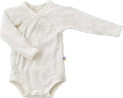 Joha baby romper - lange mouw - overslag - naturel – 100% wol - maat 60