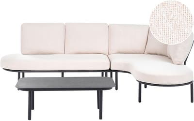 POLLINA - Tuinbank met salontafel - Zwart/Lichtbeige - Aluminium