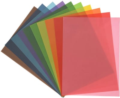 Gekleurd transparant vloeipapier / doorzichtig papier set van 10 verschillende kleuren ( knutselpapier, vliegerpapier, lantaarntje / lampion, surprise, kijkdoos, Sint Maarten, Halloween)