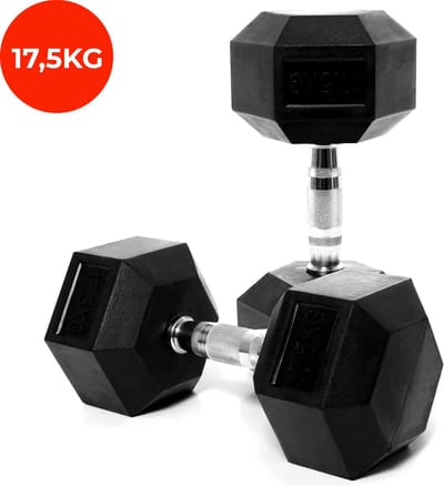 Core Power - Rubber Hex Dumbbells - 17.5 kg - Dumbbell set - Krachttraining - Halterset