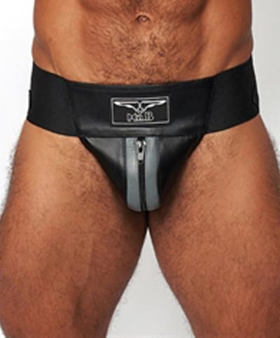 Mister b leather premium jockstrap black/grey xs