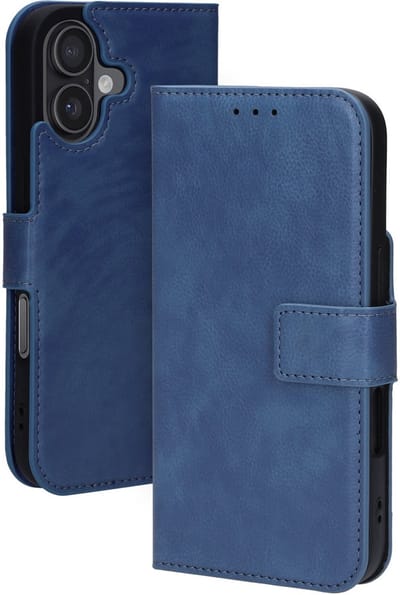 Mobiparts hoesje geschikt voor Apple iPhone 17 - Wallet/Boekhoesje - Eco Leer - Magneet Sluiting - Opberg vakken - Blauw