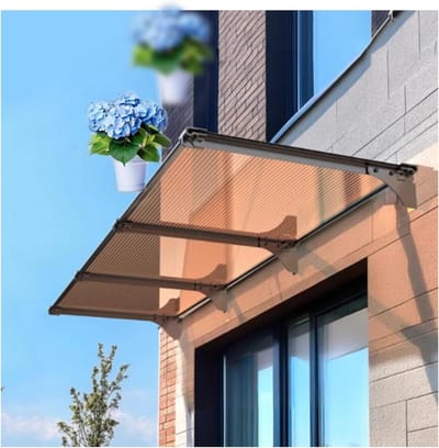 Overkapping voor deuren - Luifel raam - Bescherming tegen weer - UV-werend polycarbonaat - 65x300cm - Bruin paneel zwart