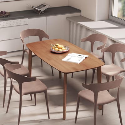 Pugsdrly - Eettafel - Landhuisstijl - Gelakt oppervlak - Hout - 150x80 cm - Bruin - Zonder stoelen