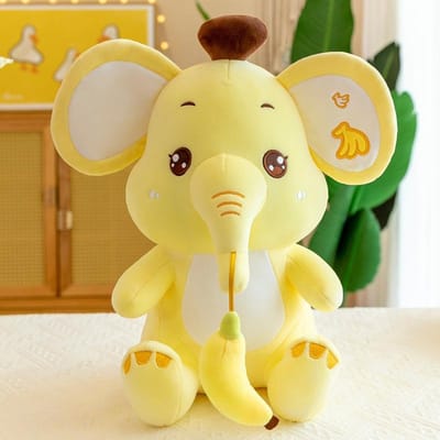 Poupée éléphant de dessin animé, mignon jouet en peluche éléphant banane pour enfants, oreiller réconfortant, activité, petit cadeau 35cm