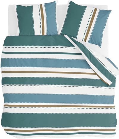 Walra Dekbedovertrek Stripes & Stitches - 240x220 - 100% BCI Katoen - Groen
