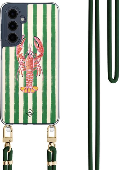 Casimoda® hoesje met groen koord - Geschikt voor Samsung A16 - Kreeft - Afneembaar koord - TPU/polycarbonaat - Groen