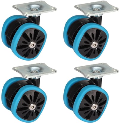 Dörner + Helmer Design zwenkwielen, vierkante wielen, set van 4, 58mm x 10,5mm, draagvermogen 280kg, 70mm x 58mm plaat, blauw