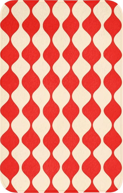 WC mat 50x80 cm - Antislip - Golvend patroon - Retro - Rood - Beige - Toiletmat - Vloermat - Douchemat - Toilet tapijt - Toiletmatten