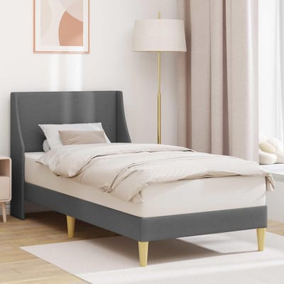Modern Bedframe - Bed met Hoofdeinde - Slaapkamer Inrichten - Gebogen Lattenbodem - 10 x 10 x 10 mm - Donkergrijs
