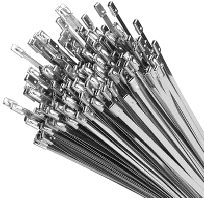 Metalen ritsbanden 11,8 inch - Heavy Duty 304 roestvrij staal, 200 stuks, 300 lbs treksterkte, multifunctionele kabelbinders