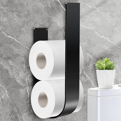 Zelfklevende Toiletpapierhouder zonder Boren - Stijlvolle WC-Rolhouder voor 3 Rollen in Zwart