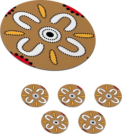 Onderzetters voor glazen - Rond - Design - Bloemen - Stippen - 10x10 cm - Glasonderzetters - 6 stuks