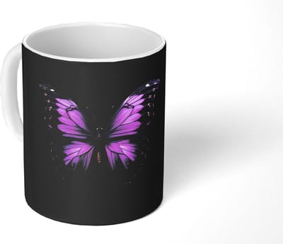 Mok - Koffiemok - Vlinder - Paars - Levendig - Mokken - 350 ML - Beker - Koffiemokken - Theemok
